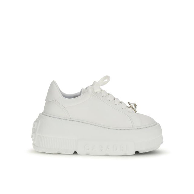 Casadei White Pearl Platform Sneakers