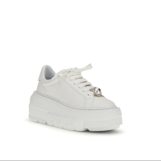 Casadei White Pearl Platform Sneakers