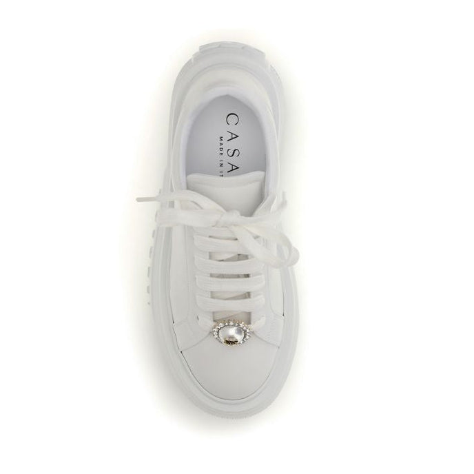Casadei White Pearl Platform Sneakers