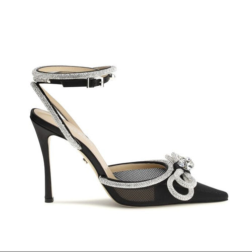 MACH & MACH Black Silk High Heel Pumps