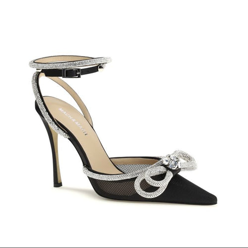 MACH & MACH Black Silk High Heel Pumps