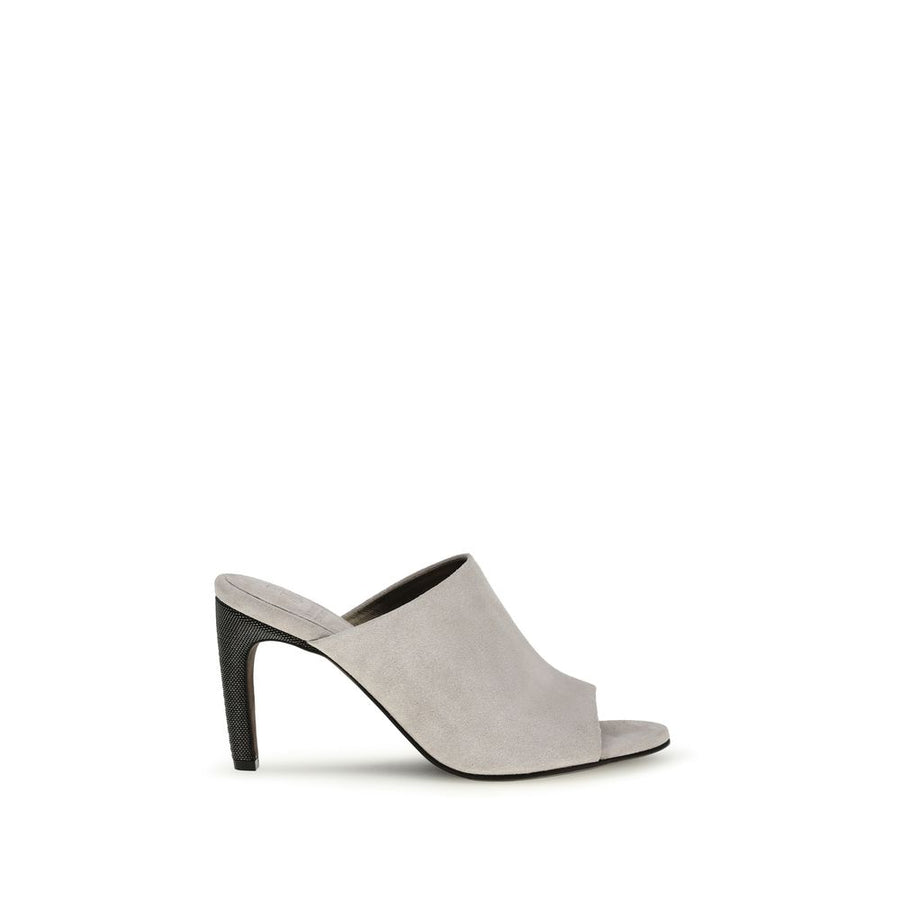 Brunello Cucinelli Gray Suede Mules