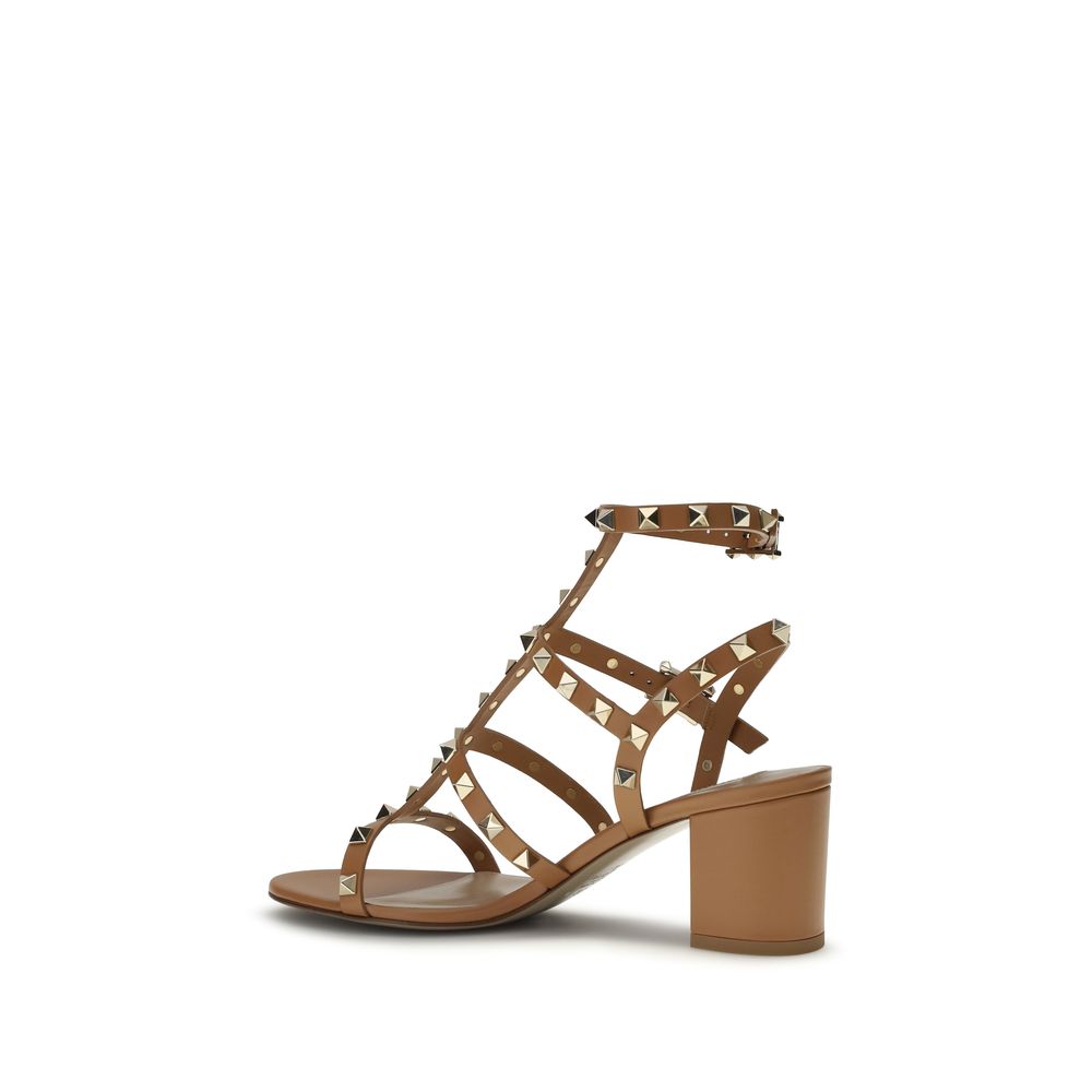 Valentino Garavani Beige Leather Rockstud Sandals