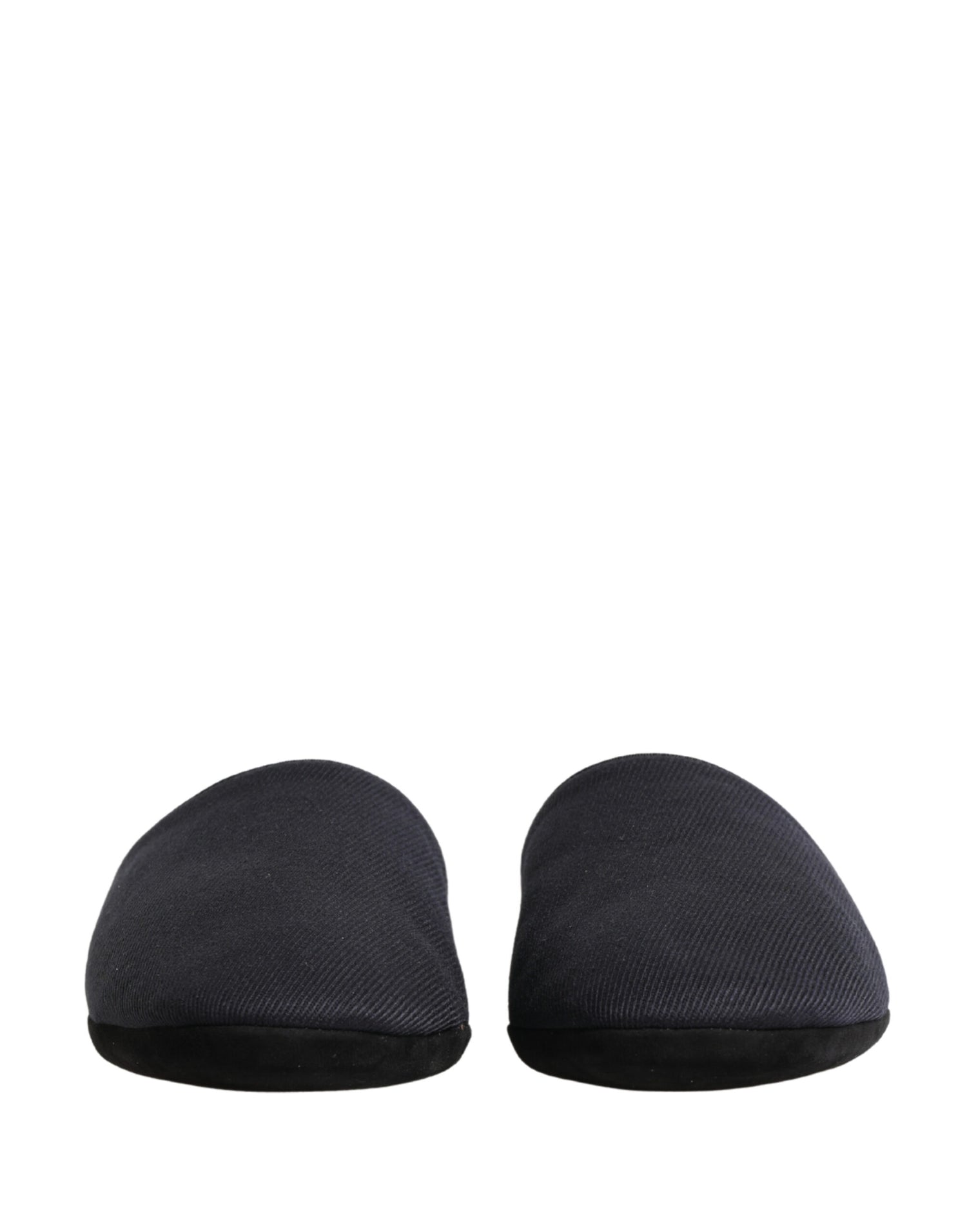 Dolce & Gabbana Dark Navy Wool Cotton Red Chevron Slippers Shoes