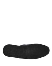 Dolce & Gabbana Dark Navy Wool Cotton Red Chevron Slippers Shoes