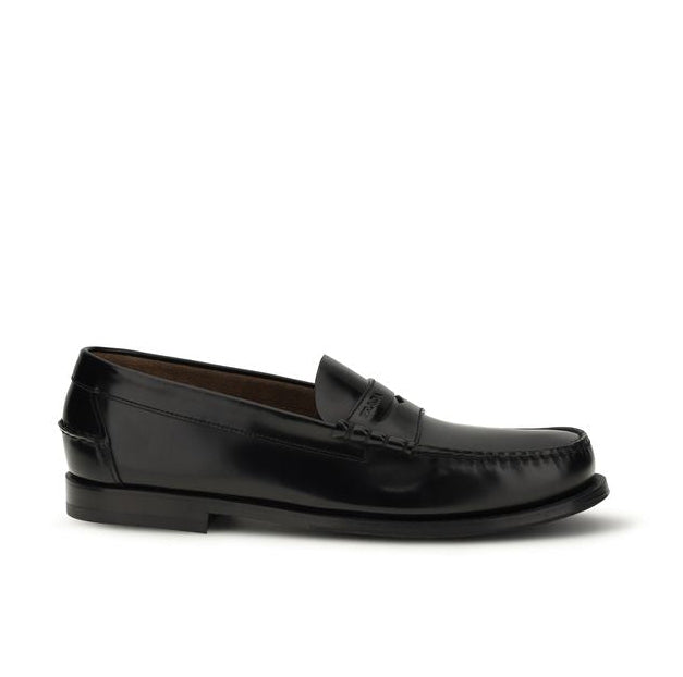 Prada Black Brushed Calf Leather Loafers