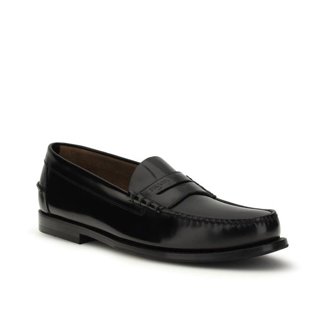Prada Black Brushed Calf Leather Loafers