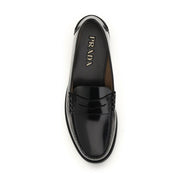Prada Black Brushed Calf Leather Loafers