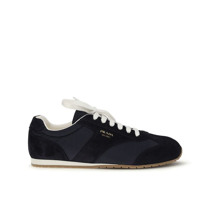 Prada Blue Suede Two-Tone Low-Top Sneakers