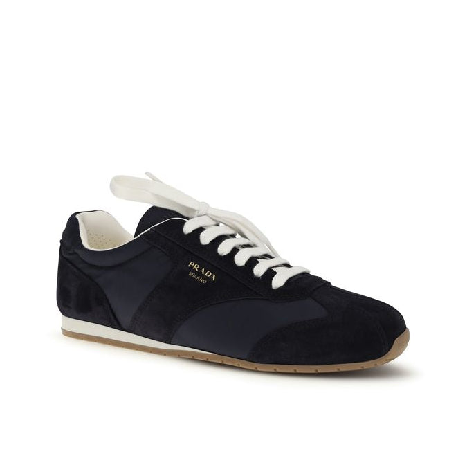 Prada Blue Suede Two-Tone Low-Top Sneakers