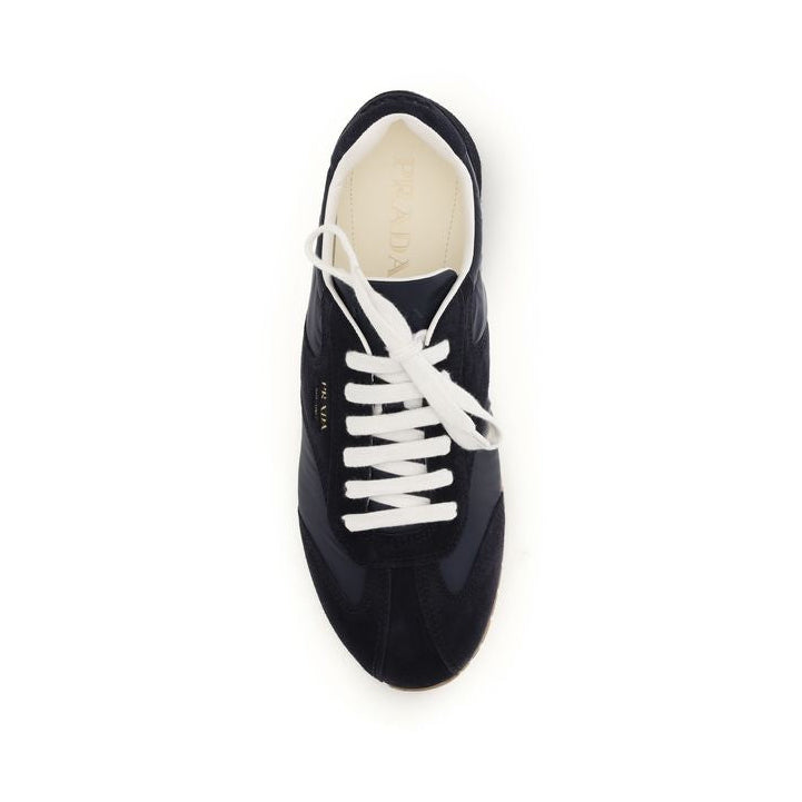 Prada Blue Suede Two-Tone Low-Top Sneakers