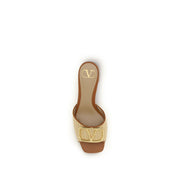 Valentino Garavani Beige Calf Leather Bos Taurus Platform Sandals