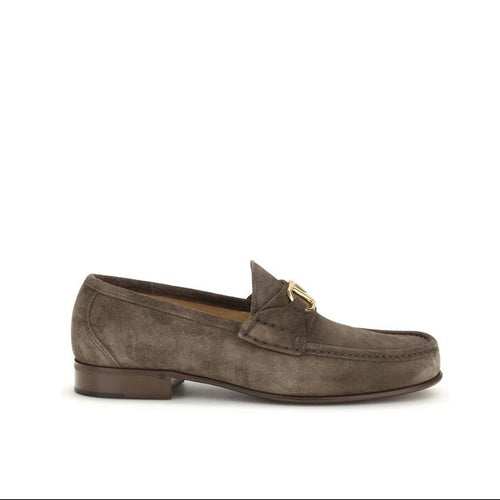 Valentino Garavani Brown Calf Leather Bos Taurus Slip-On Loafers