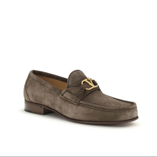 Valentino Garavani Brown Calf Leather Bos Taurus Slip-On Loafers