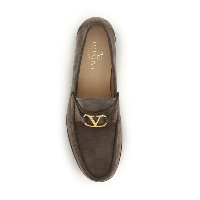 Valentino Garavani Brown Calf Leather Bos Taurus Slip-On Loafers