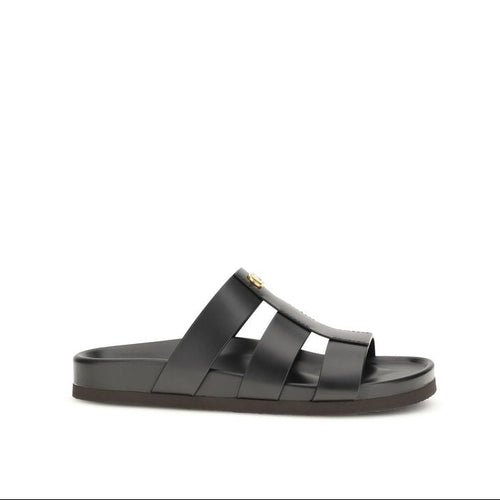 Valentino Garavani Black Calf Leather Bos Taurus Sandals