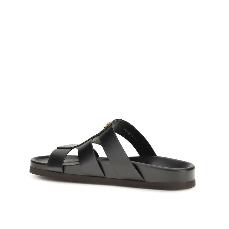 Valentino Garavani Black Leather Men's Sandals