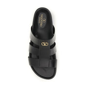 Valentino Garavani Black Leather Men's Sandals