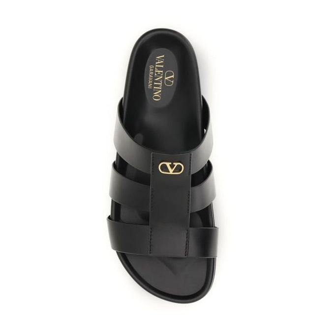 Valentino Garavani Black Leather Men's Sandals