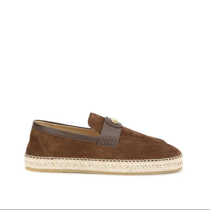 Valentino Garavani Brown Leather Men's Espadrilles