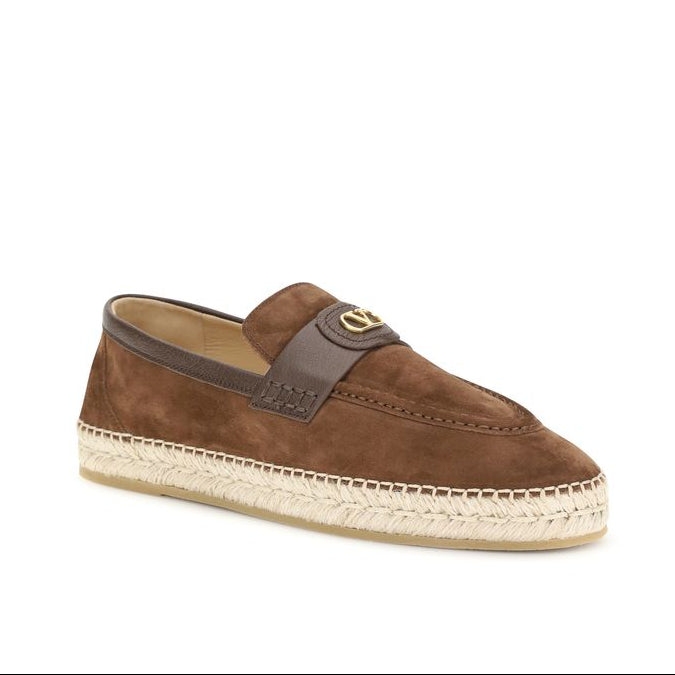 Valentino Garavani Brown Leather Men's Espadrilles