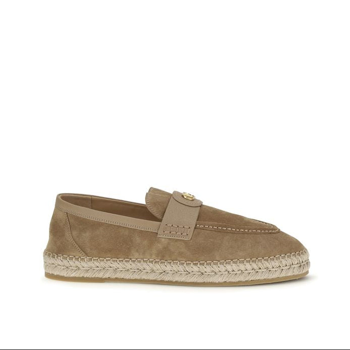 Valentino Garavani Beige Calf Leather Bos Taurus Espadrilles