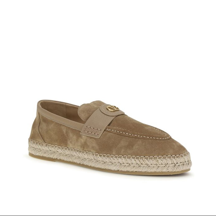 Valentino Garavani Beige Calf Leather Bos Taurus Espadrilles