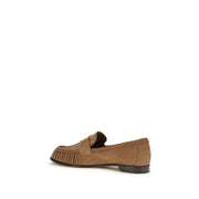 Fendi Brown Calf Leather Bos Taurus Slip-On Loafers