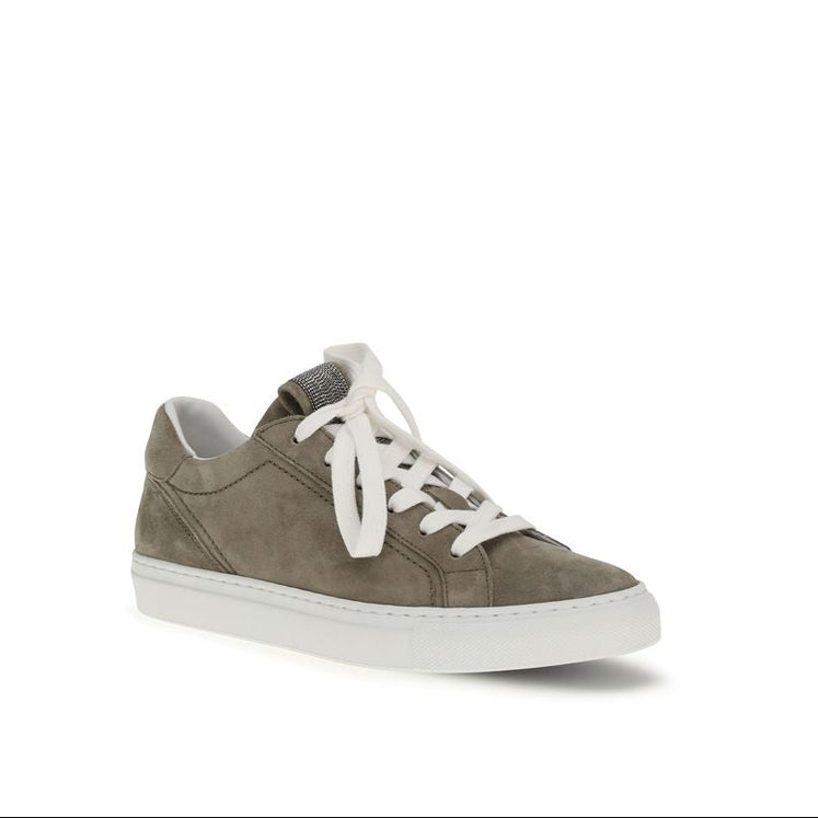 Brunello Cucinelli Warm Gray Suede Women's Sneakers