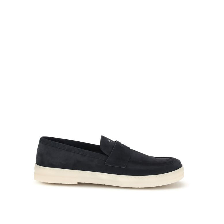 Prada Navy Suede Taurus Loafers
