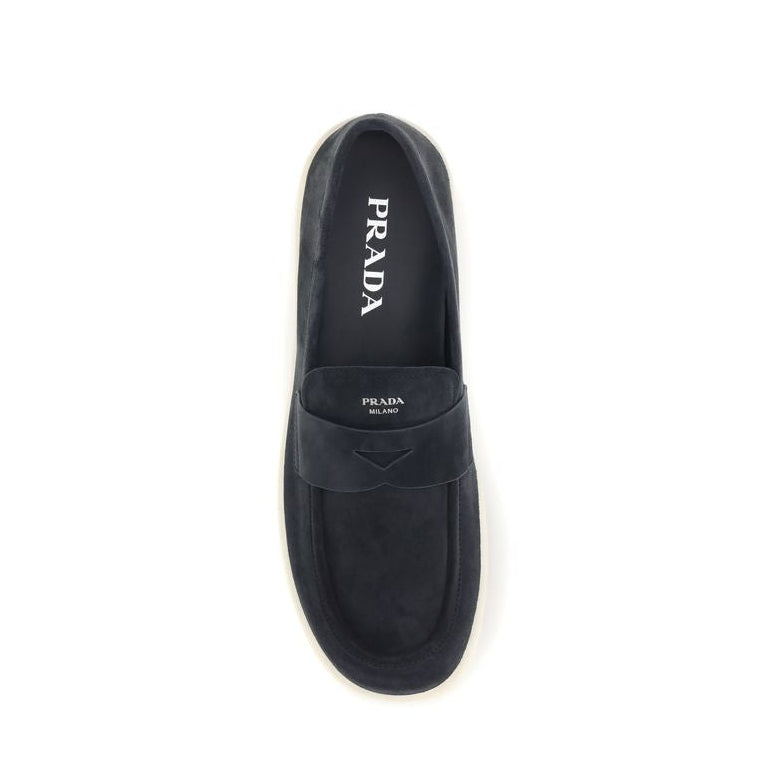 Prada Navy Suede Taurus Loafers