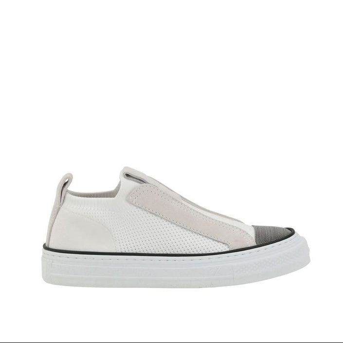 Brunello Cucinelli White Beaded Low Top Sneakers