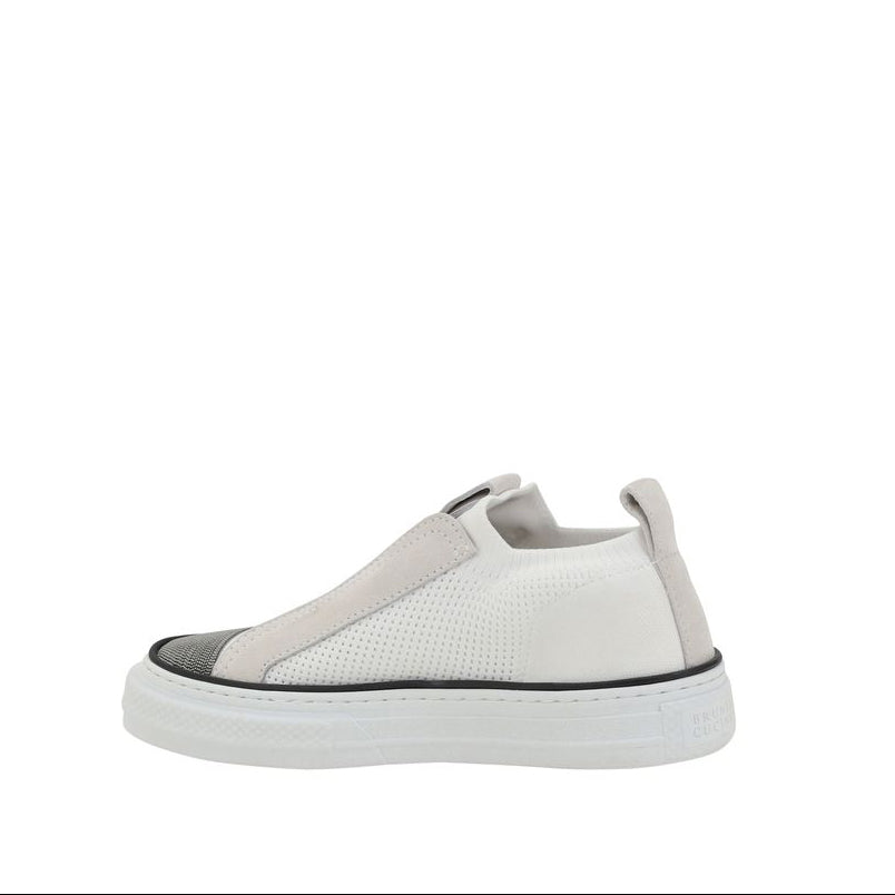 Brunello Cucinelli White Beaded Low Top Sneakers