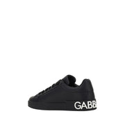 Dolce & Gabbana Black Calf Leather Bos Taurus Sneakers