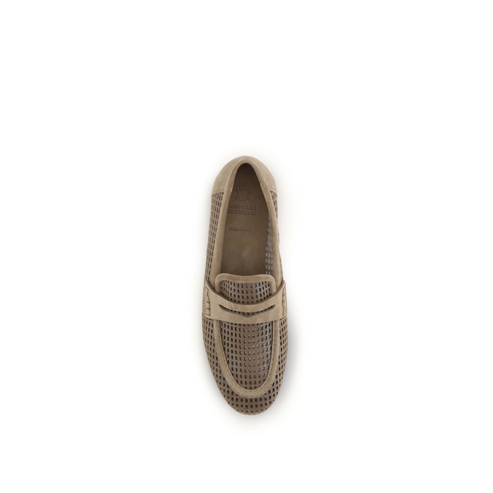 Brunello Cucinelli Beige Slip-On Loafers