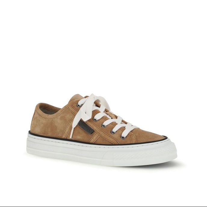 Brunello Cucinelli Beige Suede Women's Sneakers