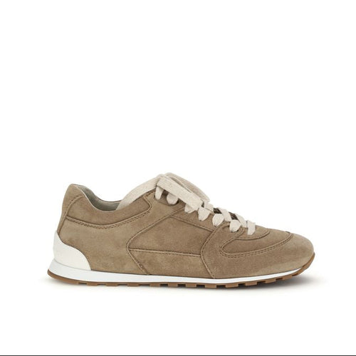 Brunello Cucinelli Beige Calf Leather Bos Taurus Low Top Sneakers