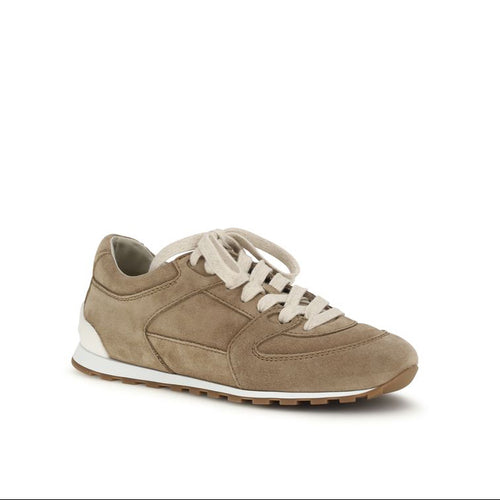 Brunello Cucinelli Beige Calf Leather Bos Taurus Low Top Sneakers