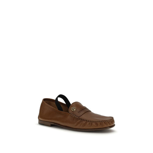 Versace Brown Lamb Ovis Aries Slip-On Loafers