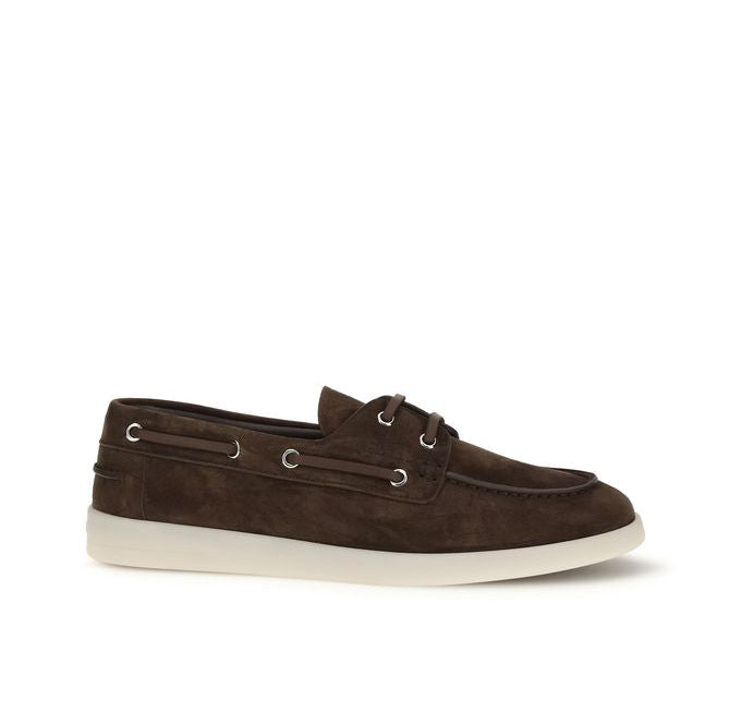 Prada Brown Suede Boat Loafers