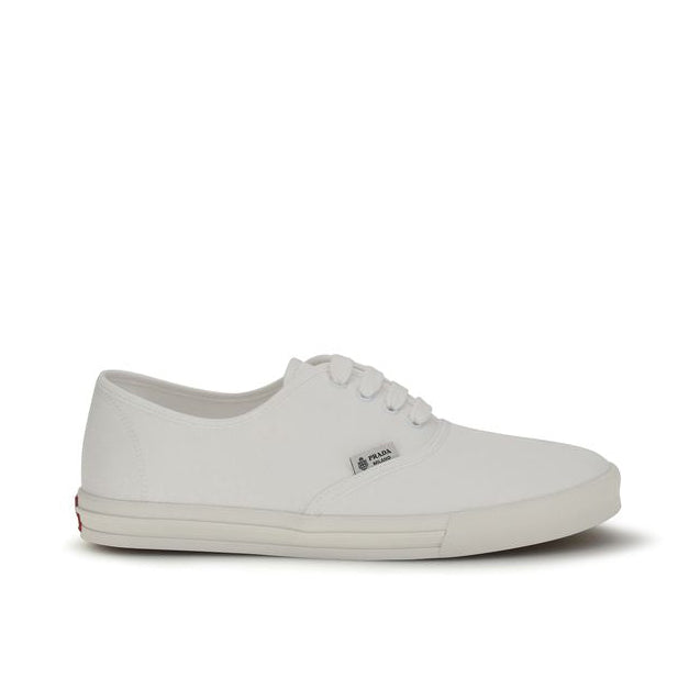 Prada White Cotton Drill Low-Top Sneakers