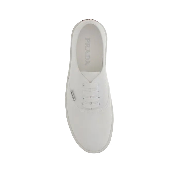 Prada White Cotton Drill Low-Top Sneakers
