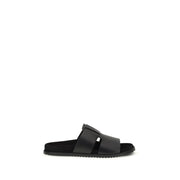 Dolce & Gabbana Black Calf Leather Bos Taurus Flat Sandals