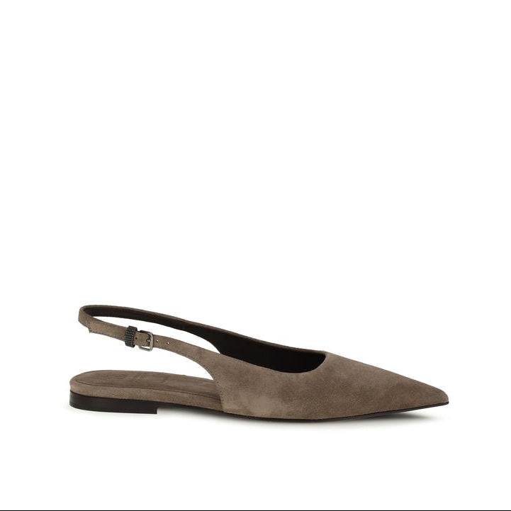 Brunello Cucinelli Brown Suede Ballet Flats