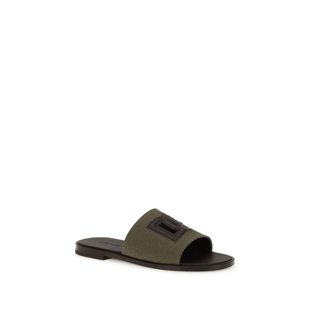 Dolce & Gabbana Bicolor Canvas Flat Sandals