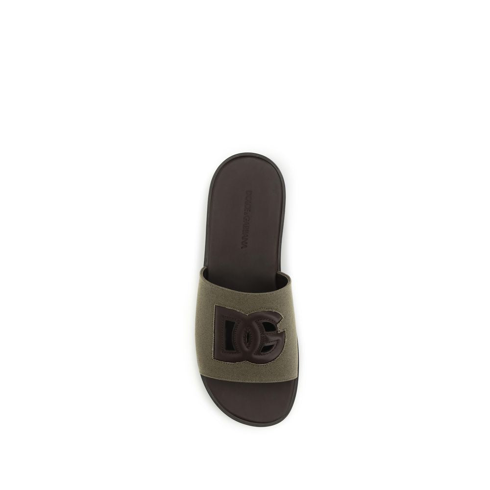 Dolce & Gabbana Bicolor Canvas Flat Sandals