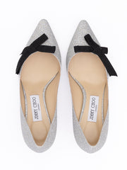 Jimmy Choo Silver Fine Glitter Fabric Romy 60 Pumps