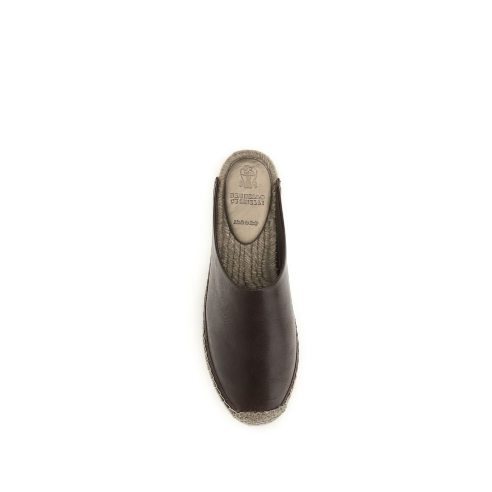 Brunello Cucinelli Brown Calf Leather Bos Taurus Mules