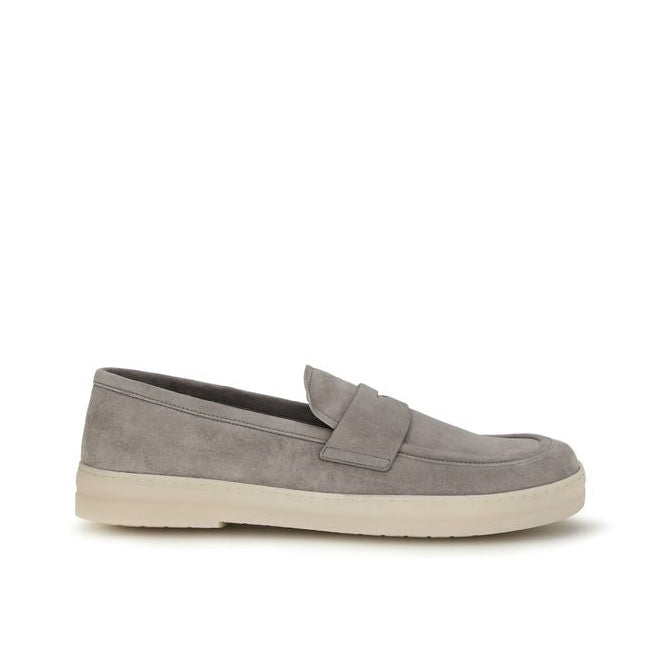 Prada Gray Suede Slip-On Loafers