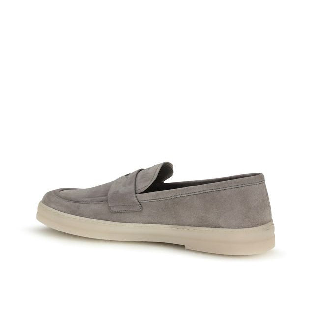 Prada Gray Suede Slip-On Loafers